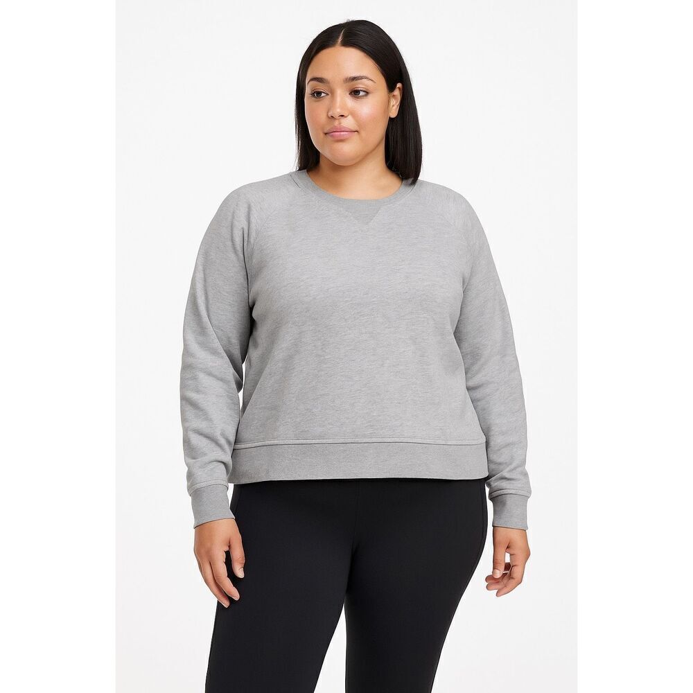 KIM ROGERS Women’s 1X Gray Pullover Sweatshirt Casual Cotton Blend Long Sleeve